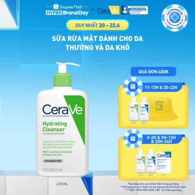 Sữa rửa mặt giúp làm sạch sâu dành cho da thường và da khô Cerave Hydrating Cleanser 473ML