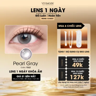 VIVIMOON lens cận 1 ngày màu nâu xám Pearl Gray (Giá 1 chiếc/ 1 bên mắt)