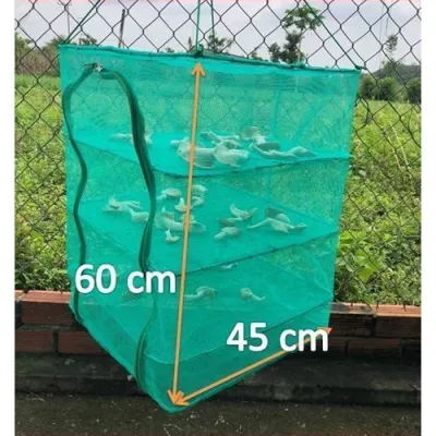 Lồng lưới treo 4 tầng để phơi cá khô và thực phẩm khô có thể xếp gọn-lồng phơi khô 247 ( sale xả hàng )