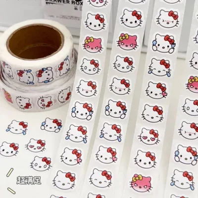 Cuộn 500 Sticker Hello Kitty Mini Trang Trí Dính Sách Vở, Ốp, Bàn Học sti97