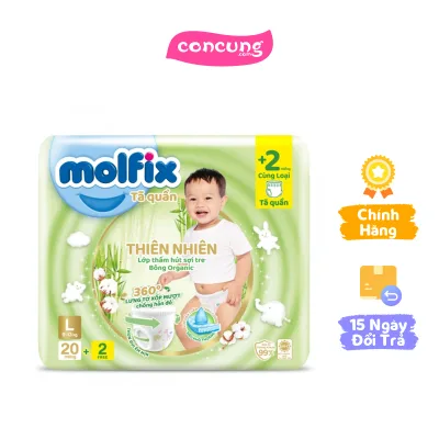 QT Molfix_Tã quần Molfix Thiên Nhiên (L, 20 miếng) + 2 miếng