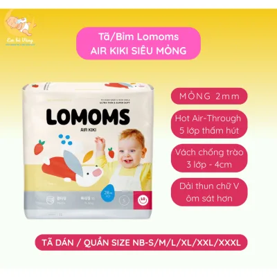 Bỉm/tã Lomoms Air Kiki bỉm Hàn siêu mỏng, 5 lớp thấm hút chống tràn cực tốt, size từ NB - XXXL