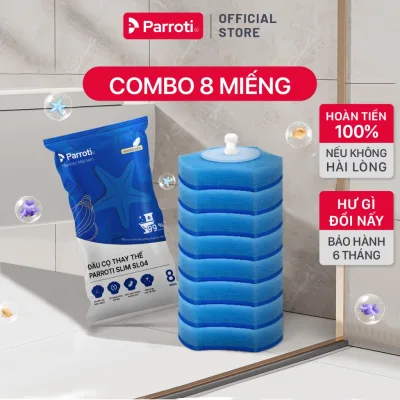 Đầu cọ thay thế dùng 1 lần, có chất tẩy rửa, combo 8 miếng chỉ dùng cho bộ cọ toillet Parroti Slim - SL04