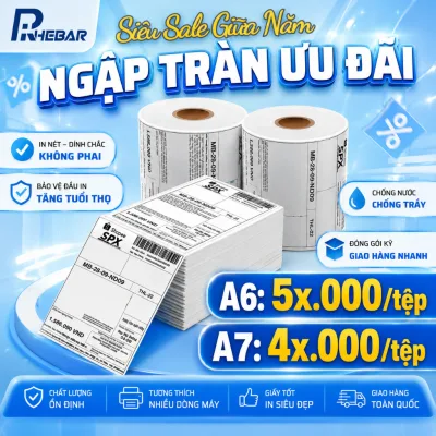 Giấy In Nhiệt Decal A6 -100x150mm- A7- 76x130mm -Có Sẵn Keo -500 tem / cuộn - In Vận Đơn-In Đơn hàng