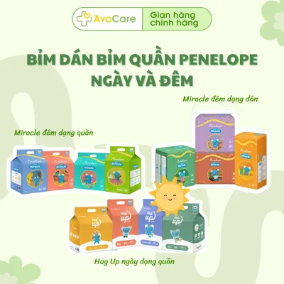 Bỉm dán, bỉm quần Penelope Hàn Quốc cao cấp Hug Up (bỉm ngày) và Miracle (bỉm đêm) siêu thấm hút