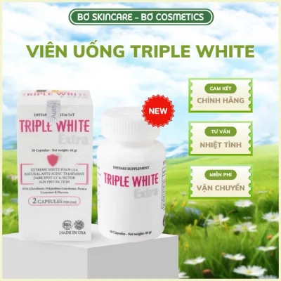VIÊN UỐNG TRIPLE WHITE TRẮNG DA, MỜ NÁM, GIẢM THÂM CHỐNG NẮNG (HỘP 50 VIÊN)