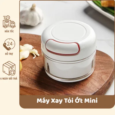 Máy Xay Tỏi Ớt Mini Kéo Tay, Dụng Cụ Xay Tỏi Ớt Đa Năng Lưỡi Dao Inox304 Cao Cấp - MN025