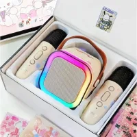 Loa Bluetooth Karaoke Mini K12 Tặng Kèm 2 Mic Hát , Thiết Kế Nhỏ Gọn , Âm Thanh Hay Bass Chuẩn , Có Đèn Led Nhiều Màu , BH Lỗi 1 đổi 1