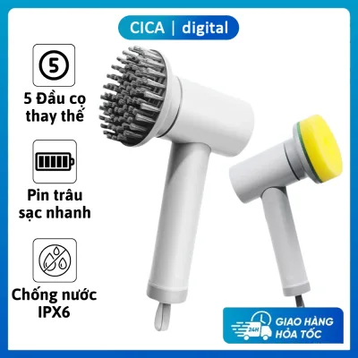 Xiaoda Multi-Purpose Handheld Cleaning Brush - Kitchen Cleaning Brush, Sink Cleaning Brush, Shoe Polishing Brush with 5 Replaceable Heads, 12-Month Warranty