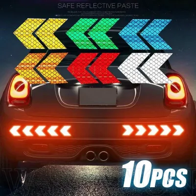 LIUOOP Bộ 10 Miếng Dán Phản Quang Hình Mũi Tên Nhiều Màu Sắc Trang Trí Xe Hơi / Mũ Bảo Hiểm