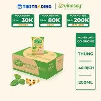 Thùng Sữa đậu nành Vinasoy Fami nguyên chất (200ml x 40 Bịch)