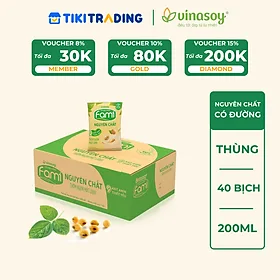 Thùng Sữa đậu nành Vinasoy Fami nguyên chất (200ml x 40 Bịch)
