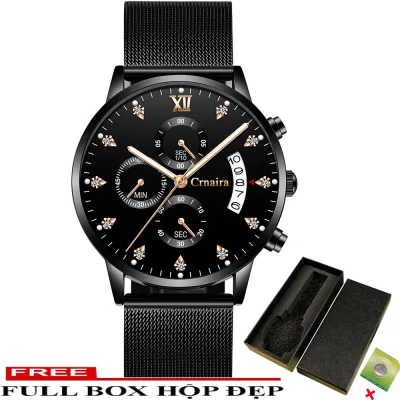 Đồng Hồ Nam chạy 6 Kim CRNAIRA JAPAN CR2299 Doanh Nhân 2019 dây thép mành cao cấp -FULL BOX