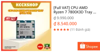 [Full VAT] CPU AMD Ryzen 7 7800X3D Tray New ( chưa gồm Fan) - Bảo hành 3 năm
