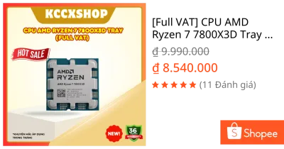 [Full VAT] CPU AMD Ryzen 7 7800X3D Tray New ( chưa gồm Fan) - Bảo hành 3 năm