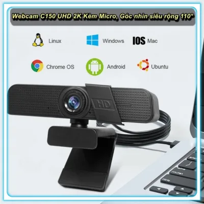 Webcam C150 2K 1080P HD Web Camera Có Micro USB Cho Máy Tính Góc nhìn siêu rộng 110° ️⚜️Home and Garden⚜️️