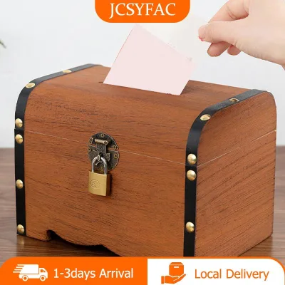 1 Bộ Cổ Điển Kho Báu Hộp Lưu Trữ Bằng Gỗ Kho Báu Ngực Với Khóa Con Heo Đất Ngân Hàng Tổ Chức Tiết Kiệm Hộp Trường Hợp Đối Với Trang Trí Nội Thất