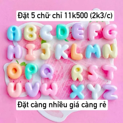 Charm Chữ Đục (bóng) Mini Trang Trí Kẹp Tóc, Handmade Ốp Lưng, Bình Nước, Nón Bảo Hiểm