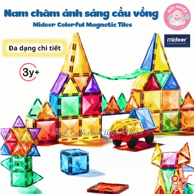 Mideer Colorful Magnetic Tiles Rainbow Light Magnetic Puzzle Toy for Children Aged 3 and up