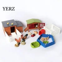 Đồ chơi trang trại mô phỏng YERZ, Động vật dễ thương Mô hình chuồng gà thỏ trang trại, Nhà chó con Bức tượng nhỏ trang trại giáo dục Mô hình đồ chơi Playset cho trẻ em