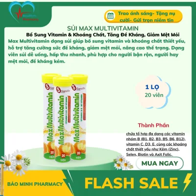 Sủi Max Multivitamin Bổ Sung Vitamin & Khoáng Chất, Tăng Đề Kháng, Giảm Mệt Mỏi Tuýp 20 Viên