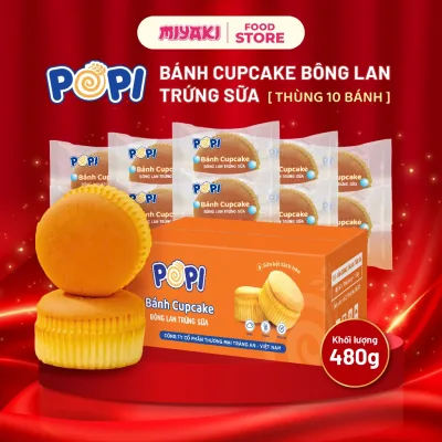 Thùng 10 Bánh Cupcake Bông Lan Trứng Sữa 𝐏𝐎𝐏𝐈 Tràng An Cao Cấp 48g Mềm Tan Thơm Mịn