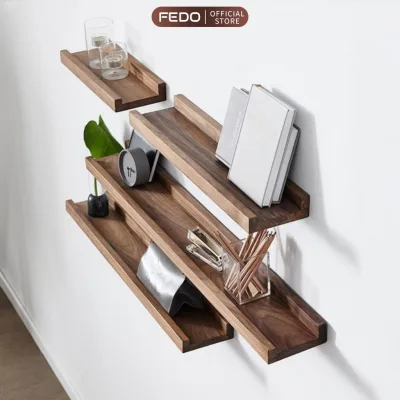 Kệ gỗ treo tường nhiều kích thước màu nâu cafe decor góc làm việc trang trí nhà cửa FEDO – FE03