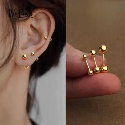 WeFlower 1 Tối Giản Bóng Nhỏ Hạt Vàng Vít Bông Tai Nữ Không Gây Dị Ứng Tai Trang Sức