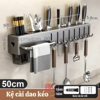 Kệ Cài Dao Kéo Cacbon Đựng Đũa Thìa Nhà Bếp Dán Tường Đa Năng Có 8 Móc Treo Di Động Kèm Keo Và Ốc Vít