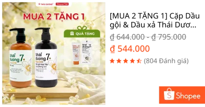 [MUA 2 TẶNG 1] Cặp Dầu gội & Dầu xả Thái Dương 7 Plus Gold 500ml tặng kèm quà