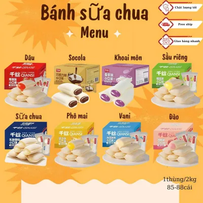 Bánh mix sữa chua túi nhỏ 2kg (82–84 cái) 8 hương vị : sữa chua, đào, dâu, vani, sầu riêng, phô mai