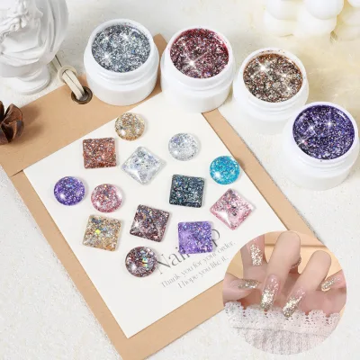 5ML Khối Rubik Cho Móng Tay Nghệ Thuật Lấp Lánh Kim Sa Lấp Lánh Gel Flash Phản Quang Ngâm Tắt UV LED Varnish Dụng Cụ DIY