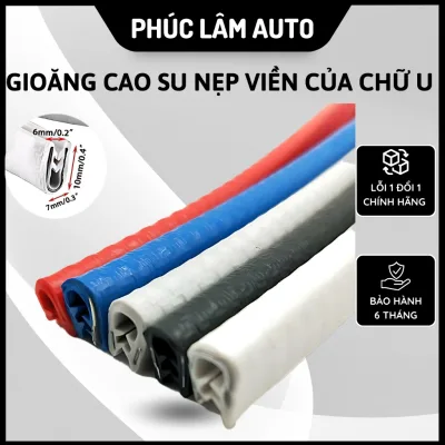 Cuộn 5m Gioăng Cao Su, Nẹp Viền Cửa Chữ U Lõi Thép Chống Va Đập Trầy Xước Cánh Cửa Ô Tô