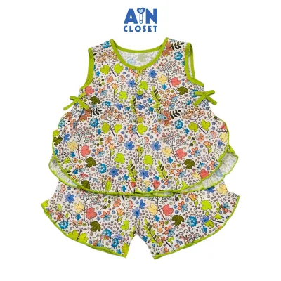 Bộ quần áo Ngắn bé gái họa tiết Lá Phong Xanh Cotton - AICDBGGEDOOT - AIN Closet