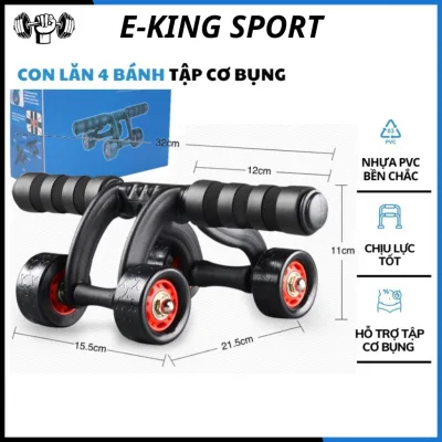 Con Lăn Tập Bụng E KING SPORT Dụng Cụ Tập Cơ Bụng Tập Gym Thể Dục Tại Nhà 4 Bánh Xe AB ROLLER