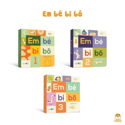 Bộ sách bật âm Em bé bi bô 3 cuốn bồi cứng size 20cmx20cm cho bé tập nói 0-3 tuổi