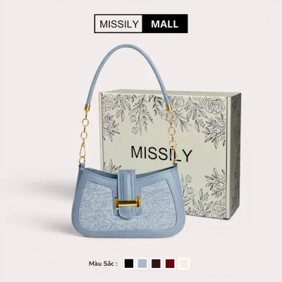 Túi xách nữ, đeo vai MISSILY tag khoá chữ H sz 20cm (ms135)