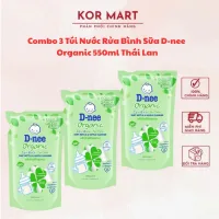 Combo 3 túi rửa bình sữa, rau củ Dnee Thái Lan hàng nhập khẩu chính hãng