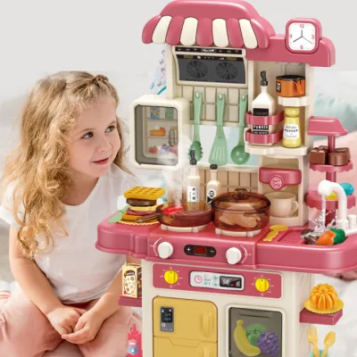 Bộ đồ chơi nhà bếp cho bé cao cấp cỡ lớn 72cm hai tầng 48pcs có vòi nước, âm thanh và hiệu ứng ngọn lửa