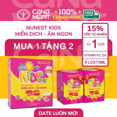 Lốc 6 lọ nước yến Nunest KIDS cho bé 4 hương vị (70ml)