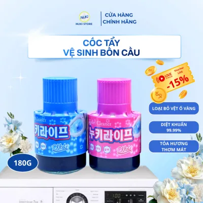 Cốc Tẩy Vệ Sinh Bồn Cầu CN Hàn Quốc Nuki 380g, Công Nghệ Độc Quyền Đánh Bay Vi Khuẩn và chống ố vàng