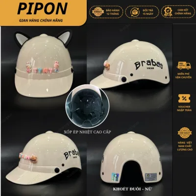 Mũ bảo hiểm lưỡi trai CÓ MÚT XỐP đạt chuẩn đi xe, nón bảo hiểm lưỡi trai Brabas chính hãng Long Thanh bảo hành 1 năm