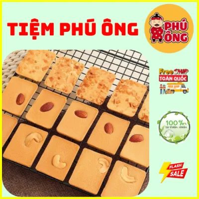 Bánh quy giòn rụm, thơm ngon mix 3 vị hạt điều, hạnh nhân, dừa vụn giòn, đồ ăn nhẹ, ăn vặt hấp dẫn