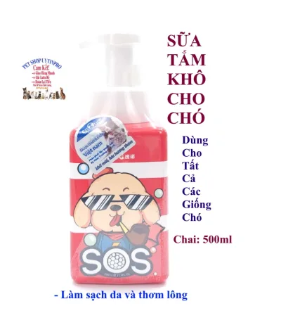 Sữa tắm khô cho Chó SOS Dạng mousse hiếu khí Chai 500ml Chăm sóc và tắm gội hiệu quả Làm giảm mùi hôi Làm sạch thơm lông - Pet shop 24