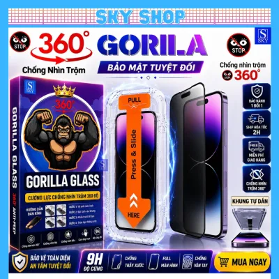 Kính Cường Lực iphone Chống Nhìn Trộm 360 Độ Tự dán rút bụi GORILA GLASS cho ip 17 ProMax 16 15 14 13 12 11 Xs Max