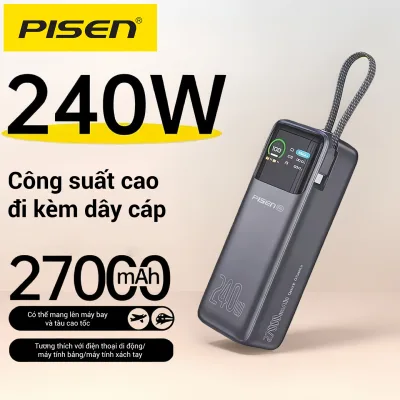Pisen Pro Bolt - Powerlap 240W 27,000Mah Backup Charger – Fast Charging for Laptop, Macbook, Iphone, Android I 12-Month Warranty | 2 Million Dollar Global Insurance for Accessories