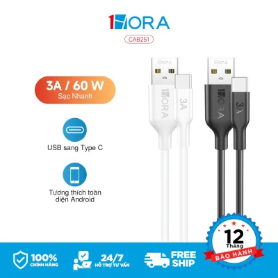 Cáp sạc type c sạc nhanh 3A 60W 1HORA dài 1m Cáp bọc dù typec dùng cho Samsung Xiaomi Oppo iP