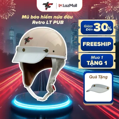 Genuine 1/2 Lt Pug Helmet in Glossy Milk Cream Color - Retro Half-Helmet with Antibacterial Lining, Comfortable Head-Fitting Form