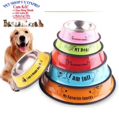 TÔ INOX ĐỰNG THỨC ĂN CHO THÚ CƯNG CHÓ MÈO Có in hình - Pet shop Uytinpro