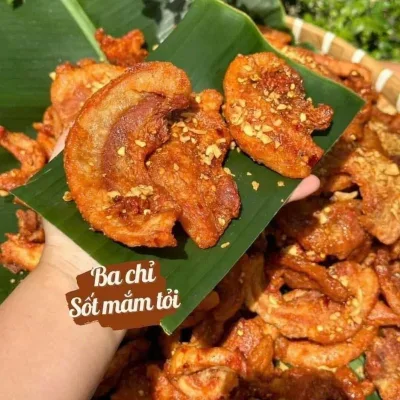 Túi 500g Ba rọi cháy tỏi loại ngon - đồ ăn vặt